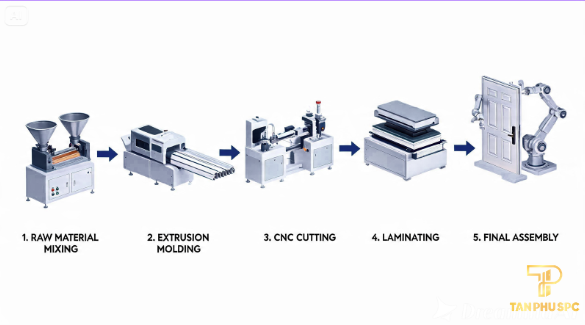 Hành Trình Biến Đổi Kì Diệu: Quy Trình Sản Xuất Cửa Gỗ Composite Chuẩn Quốc Tế
